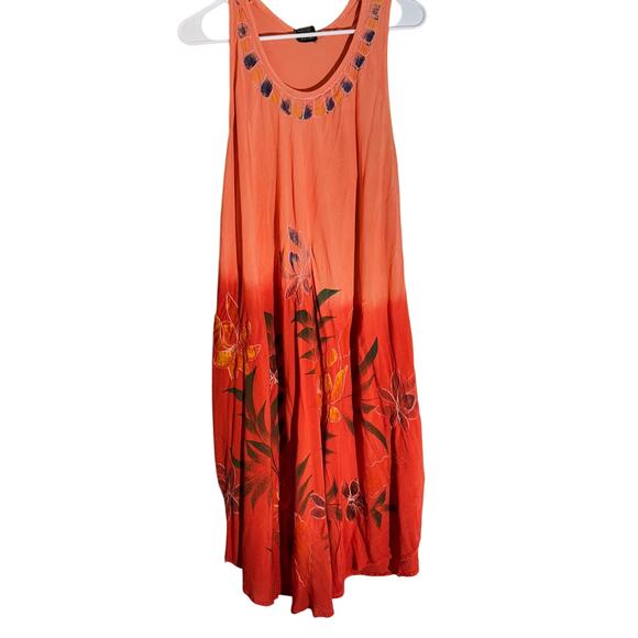 MJA World Ombre Orange Hand-Painted Rayon Dress – Free Size - Picture 5 of 5